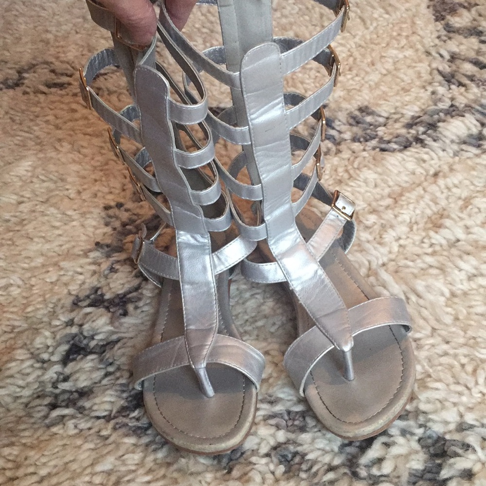 Girls silver gladiator sandals